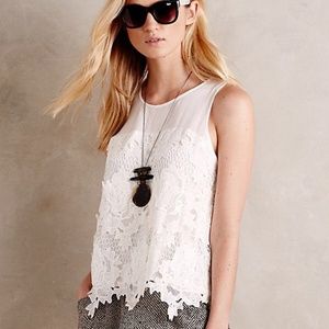 Anthropologie Greylin White Lace Top
